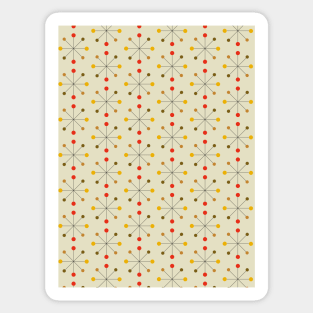 Atomic Age, Mid Century Modern Pattern Red, Yellow, Brown Sticker